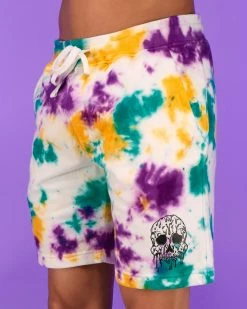 BJD Inc. Wax Skull Tie Dye Fleece Shorts