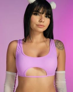 Roma Lavender Kinetic Keyhole Cutout Top