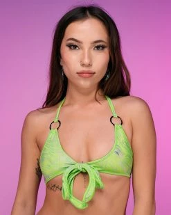 Roma Hypnotic Green Ring Wrap Top