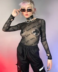 AE Love/Hate Mesh Long Sleeve Top
