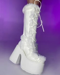 Pleasers Demonia White Furry Winter Faux Fur Boots -ravewonder store 15 68870c81 3e1f 4446 8883 78f78275b3d0