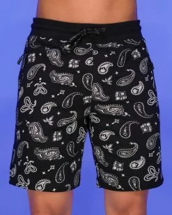 BJD Inc. Black Paisley Fleece Shorts