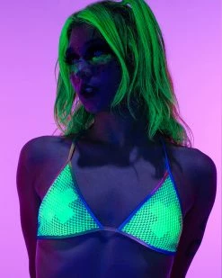 Roma Rainbow Raver Fishnet Bikini Top