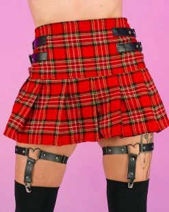 Daisy's Corsets Buckle Red Plaid Skirt