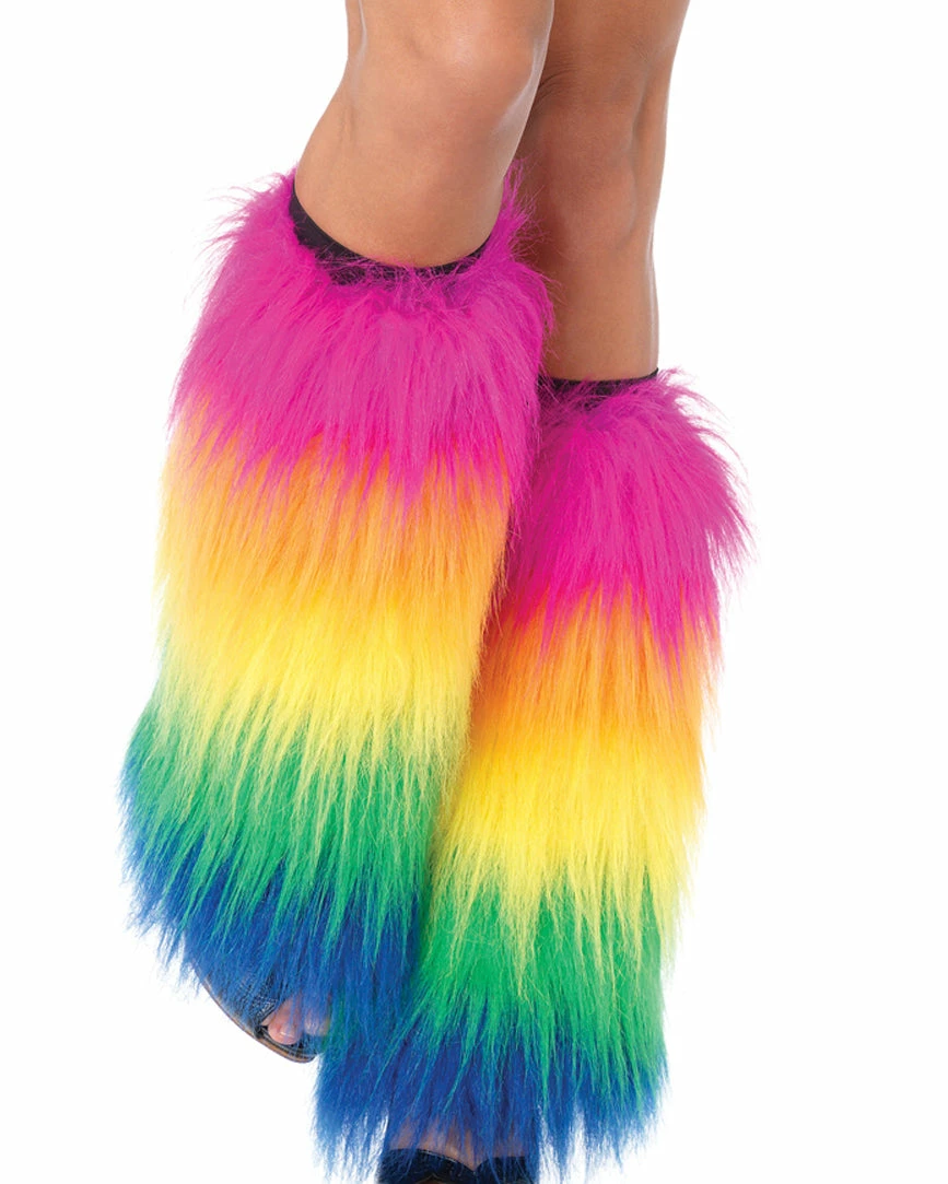 Leg Avenue Multicolor Fluffy Leg Warmers 3 Leg Avenue Multicolor Fluffy Leg Warmers - Image 3