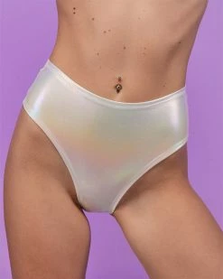 J. Valentine White Holo High-Rise Thong