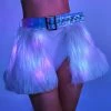 J. Valentine White/Pink LED White Fur Belted Skirt