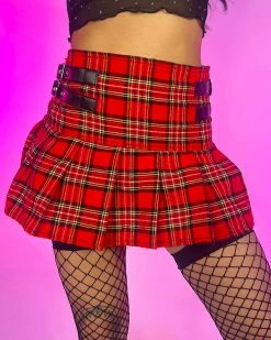 Daisy's Corsets Buckle Red Plaid Skirt -ravewonder store 21 1f021db3 fba2 44cb 9917 ee66bf65ac5a