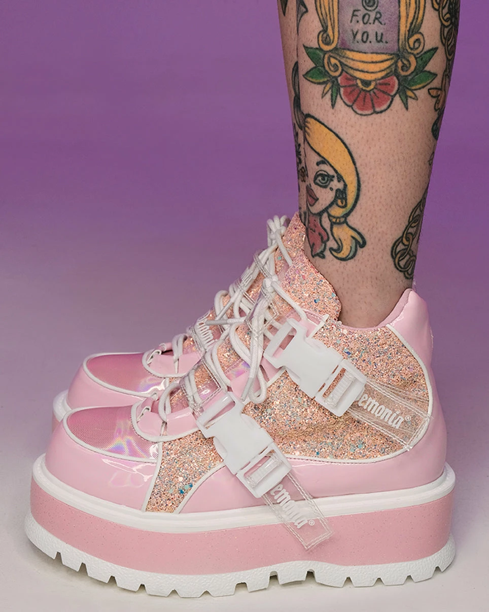 Pleasers Demonia Slacker Holo Pink Ankle Boots 3 Pleasers Demonia Slacker Holo Pink Ankle Boots