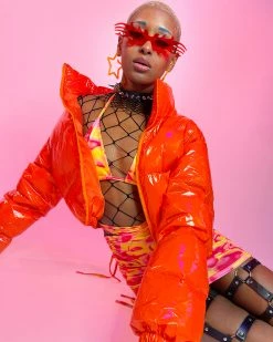 AE Tangerine Latex Puffer Jacket