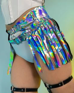 Daisy's Corsets Sonic Fantasy Holographic Silver Fringe Skirt