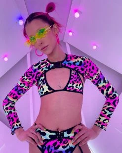 Elizabeth Acid Jungle Long Sleeve Shrug With Buckle