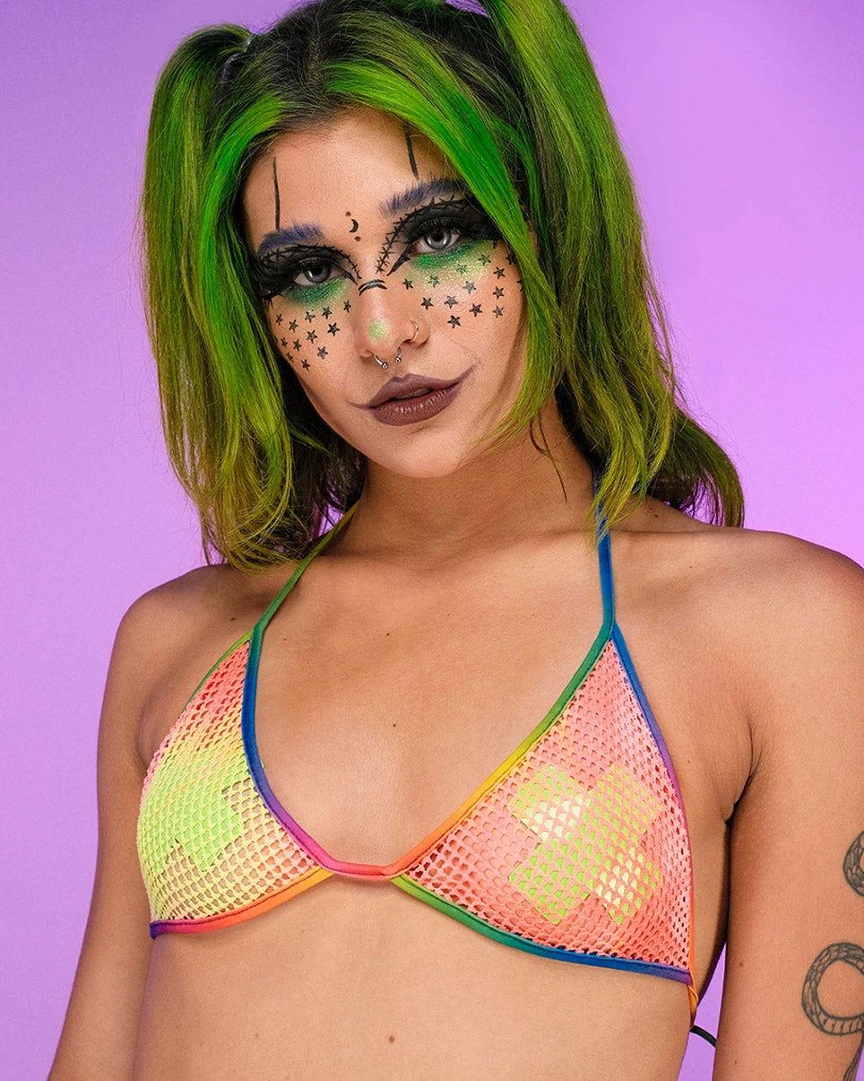 Roma Rainbow Raver Fishnet Bikini Top 9 Roma Rainbow Raver Fishnet Bikini Top - Image 7