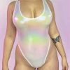 J. Valentine White Holo Foil Bodysuit