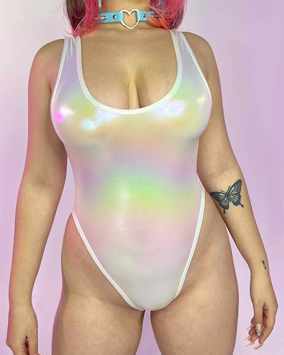 J. Valentine White Holo Foil Bodysuit 3 J. Valentine White Holo Foil Bodysuit