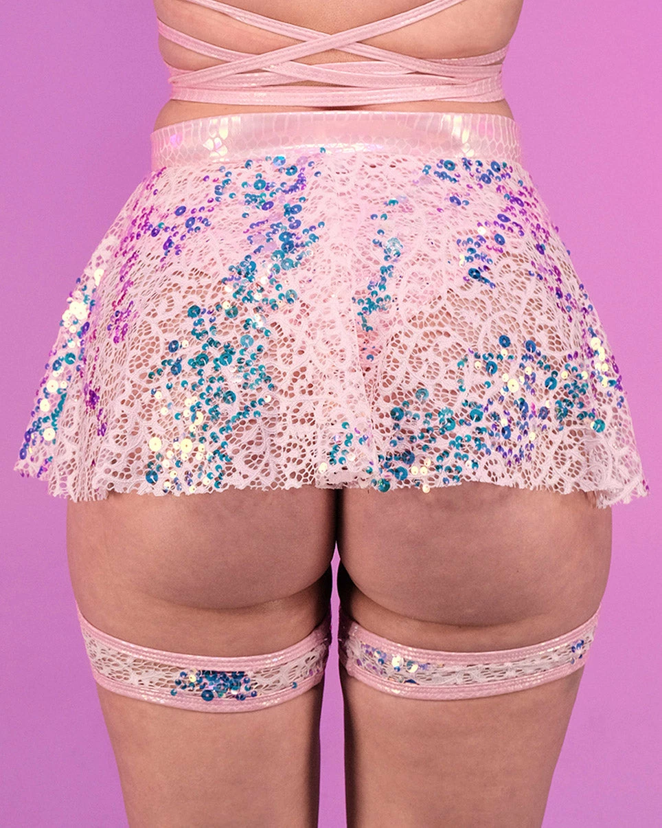 J. Valentine Pink Blush Sequin Net Tie Skirt 6 J. Valentine Pink Blush Sequin Net Tie Skirt - Image 4