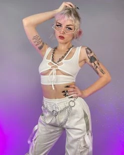 AE White Strapped Down Cutout Top -ravewonder store 2 83c05560 c05c 4762 9e34 85b59f1399f9