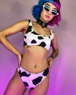 AE 2pc Milkshake Cow Print Bikini Set