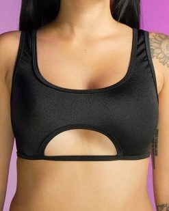 Roma Black Kinetic Keyhole Cutout Top