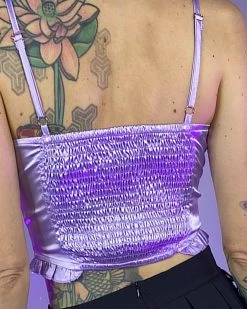 AE Satin Lavender Ruched Bustier Crop Top -ravewonder store 2 fae44921 cd35 458f 8311 a06edfcf1839