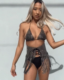 Hengda Crystal Euphoria Rhinestone Bikini Top -ravewonder store 3