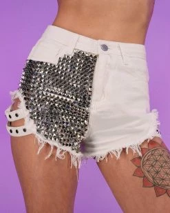 AE Studded & Stunnin' White Denim Shorts