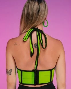 Daisy's Corsets Green Hazard Corset Halter Top -ravewonder store 35 22acf3ef 22ee 489c 8070 6d1479d856c6