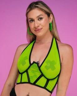 Daisy's Corsets Green Hazard Corset Halter Top -ravewonder store 36 e922c1f6 5934 4f0a 818a f45d6eb5485d