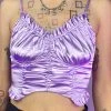 AE Satin Lavender Ruched Bustier Crop Top