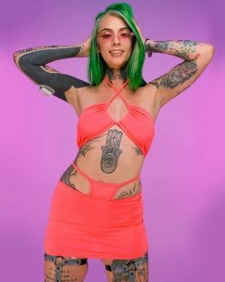 AE Neon Coral Kandi 2pc Skirt Set