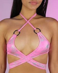 Roma Hypnotic Pink Ring Wrap Top