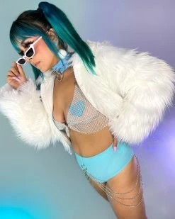 J. Valentine Multi-Color LED White Furry Cropped Hooded Jacket -ravewonder store 48 0b9a5732 ff5d 46fb 9c2c a55a9a3120eb