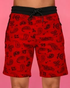 BJD Inc. Red Paisley Fleece Shorts