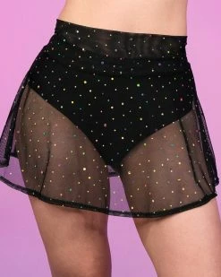 J. Valentine Dotted Luv Black Mesh Skirt