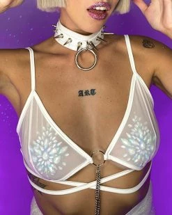 OhYes Fashion White Pray For Me Mesh Chain Top