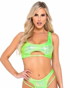 Roma Hypnotic Green Keyhole Crop Top 9 Roma Hypnotic Green Keyhole Crop Top -ravewonder store 6068 6069 NG
