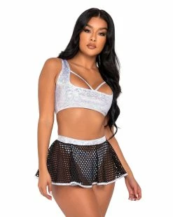 Roma Bass Drop Fishnet Mini Skirt -ravewonder store 6071 6072 W 6077 B