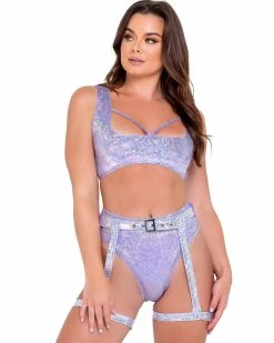Roma Lilac Aura Garter Belted Shorts -ravewonder store 6071 6074 Lav 2