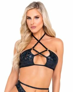 Roma Onyx Aura Criss-Cross Top -ravewonder store 6078 6079 Blk