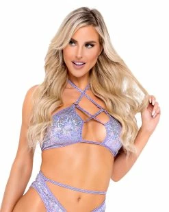 Roma Lilac Aura Criss-Cross Top -ravewonder store 6078 6079 Lav