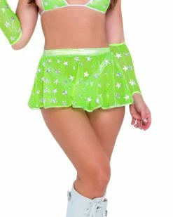 Roma Green Cosmic Stardust Mesh Mini Skirt -ravewonder store 6080 6081 6082 6163 NG