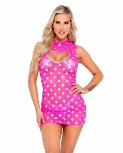 Roma Pink Cosmic Stardust Cutout Dress