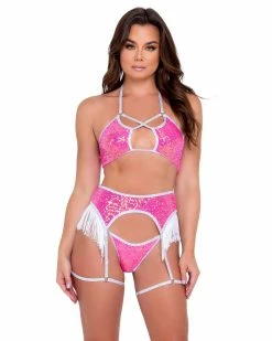 Roma Pink Sugar Nova Fringe Garter Belt -ravewonder store 6091 6092 6093 HP 2