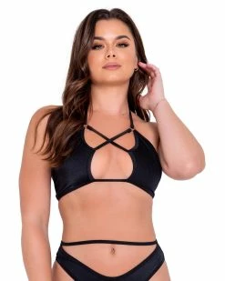 Roma Black Kinetic Criss-Cross Top -ravewonder store 6134 6135 Blk