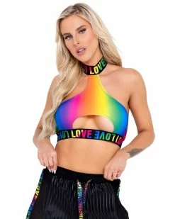 Roma Rainbow Love Keyhole Top