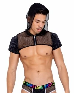 Roma Fishnet Crop Zip Hoodie