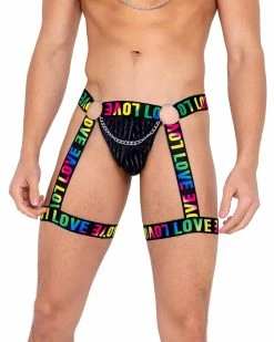 Roma Rainbow Love Garter Thong