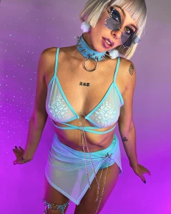 OhYes Fashion Baby Blue Pray For Me Mesh Chain Top