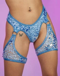 J. Valentine Aqua Sequin Net Chaps