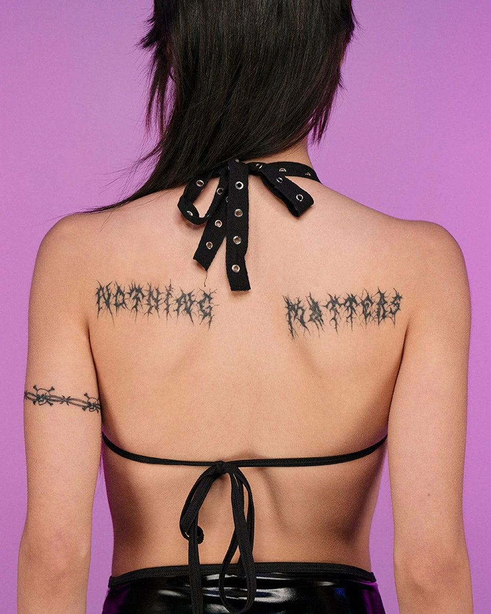 Bodyzone Sugar Baby Black Grommet And Lace Halter Top 3 Bodyzone Sugar Baby Black Grommet And Lace Halter Top - Image 3